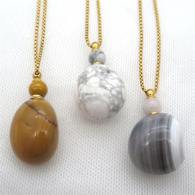 mixed Gemstone perfume bottle Necklace