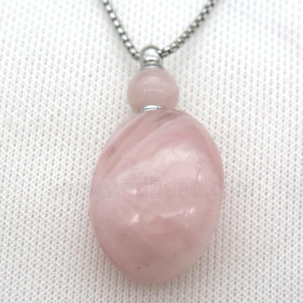 Rose Quartz perfume bottle Necklace