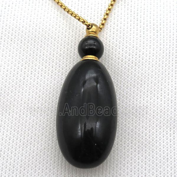 black Onyx Agate perfume bottle Necklace