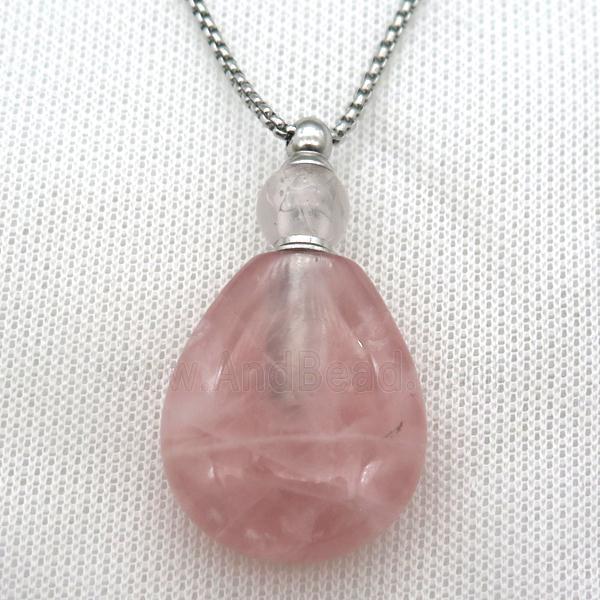 Rose Quartz perfume bottle Necklace
