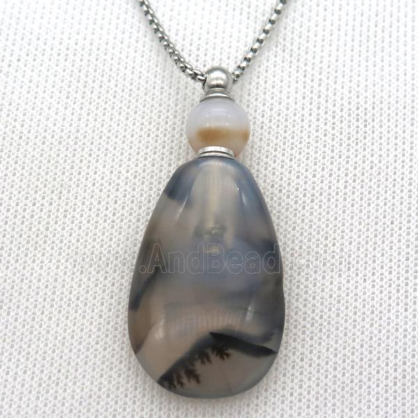 Heihua Agate perfume bottle Necklace