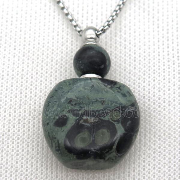 green Kambaba Jasper perfume bottle Necklace