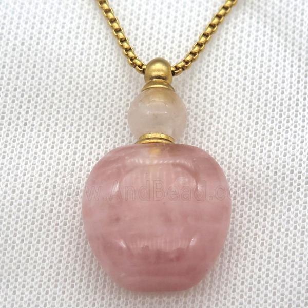 Rose Quartz perfume bottle Necklace