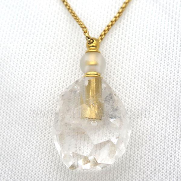 Clear Quartz perfume bottle Necklace