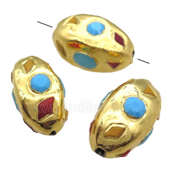 mix gemstone barrel beads, gold plated