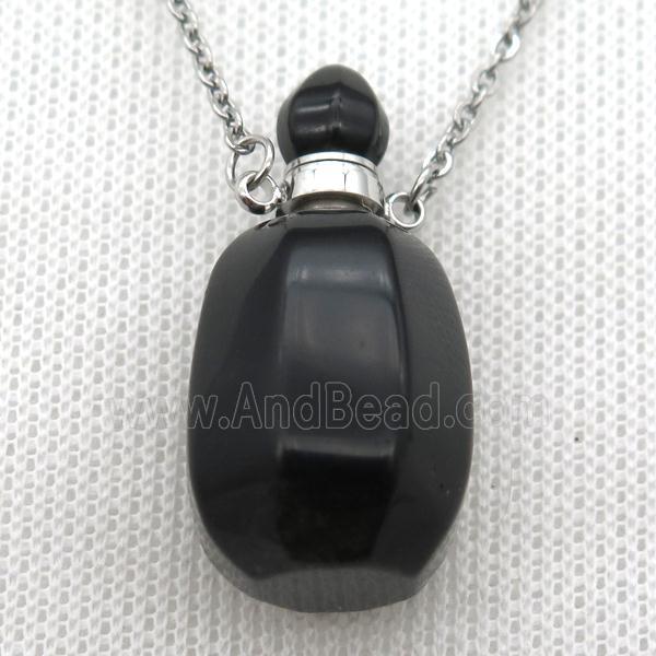 black Onyx Agate perfume bottle Necklace