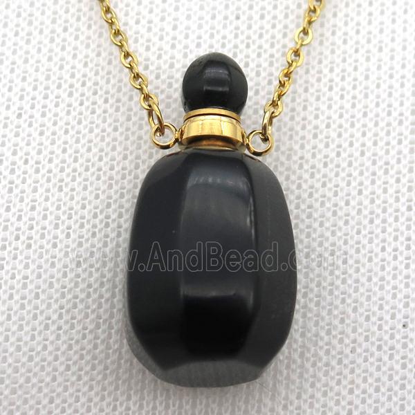 black Onyx Agate perfume bottle Necklace