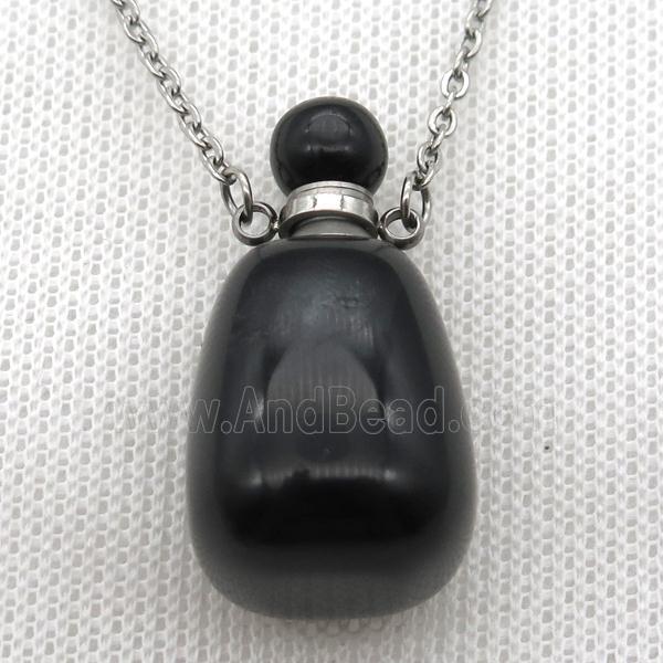 black Onyx Agate perfume bottle Necklace