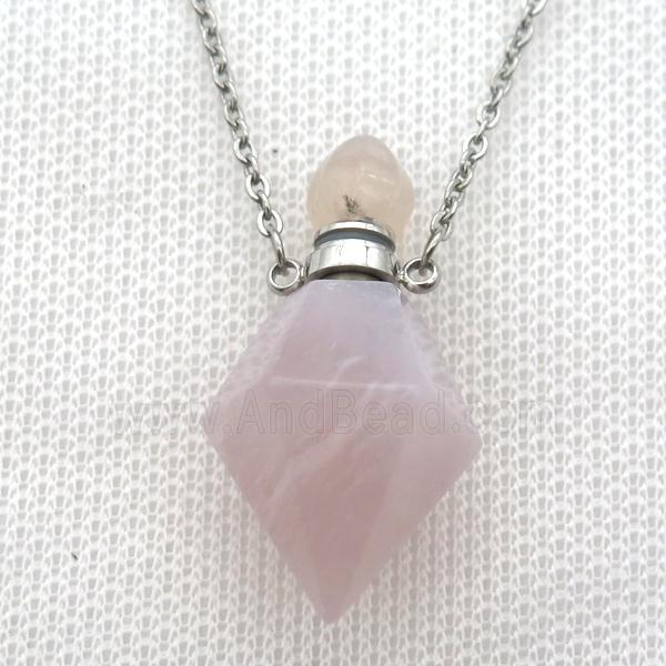 Rose Quartz perfume bottle Necklace