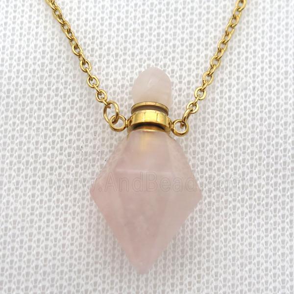Rose Quartz perfume bottle Necklace
