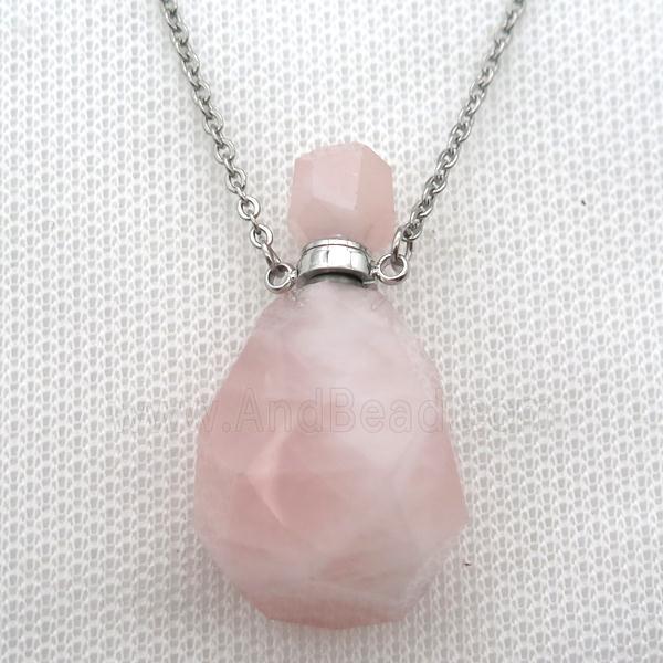 Rose Quartz perfume bottle Necklace