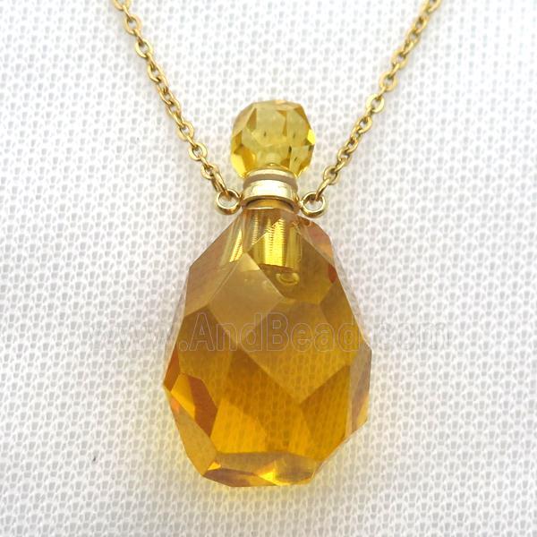 yellow Citrine Gemstone perfume bottle Necklace