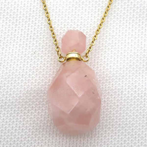Rose Quartz perfume bottle Necklace