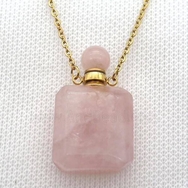 Rose Quartz perfume bottle Necklace