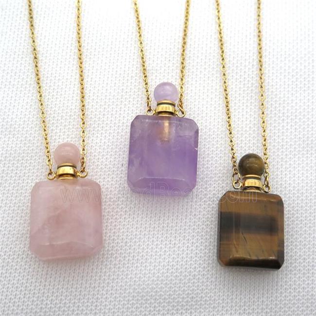 mixed Gemstone perfume bottle Necklace