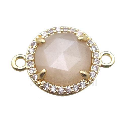moonstone circle connector, gold plated