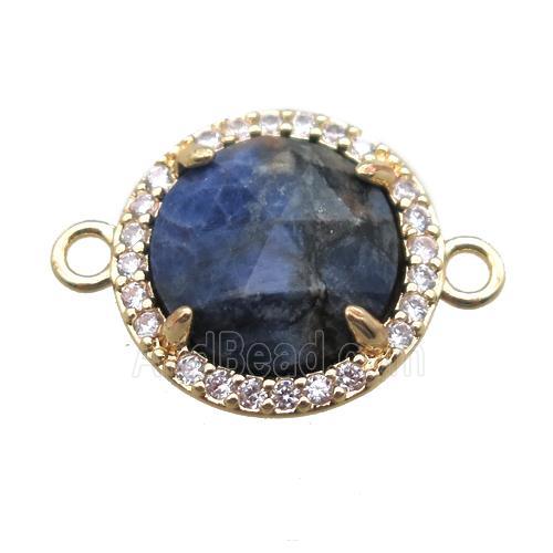 blue Lapis circle connector, gold plated