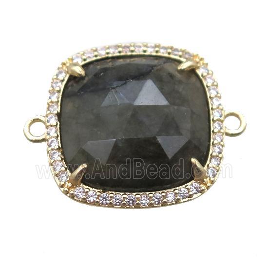 labradorite square connector, gold plated