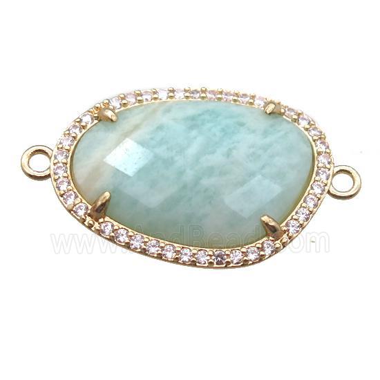 green Amazonite connector, gold plated