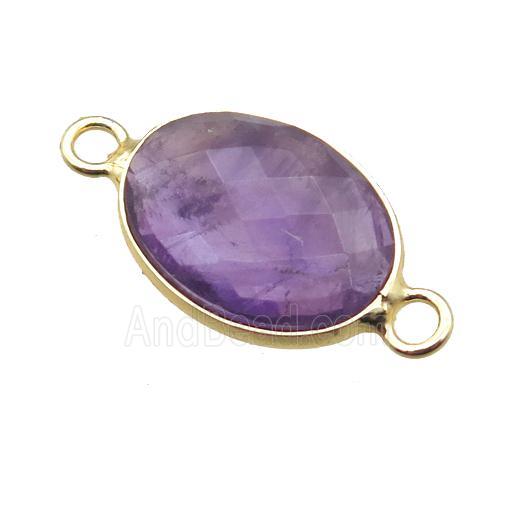 purple Amethyst connector, faceted oval