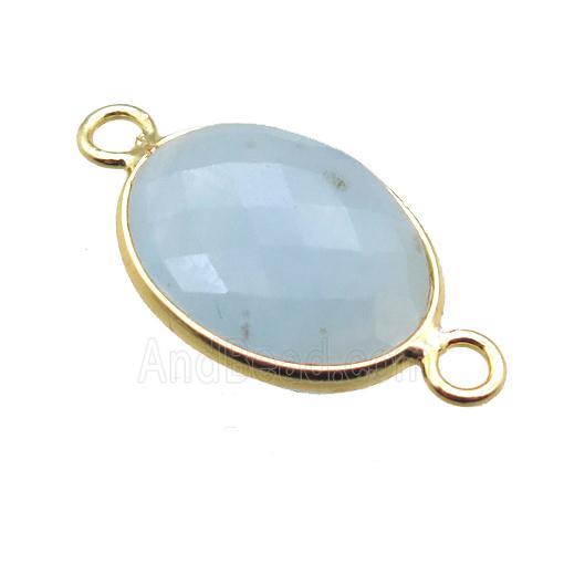 blue Aquamarine connector, faceted oval