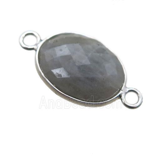 Labradorite connector, faceted oval