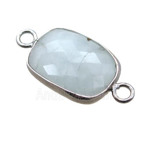 blue Aquamarine connector, faceted rectangle