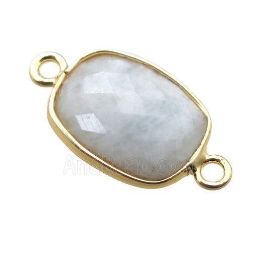blue Aquamarine connector, faceted rectangle