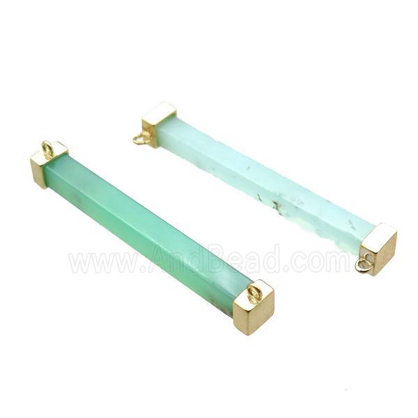 green Australian Chrysoprase stick pendant with 2loops