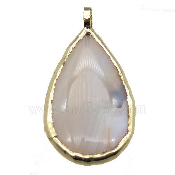 Heihua Agate teardrop pendant, gold plated