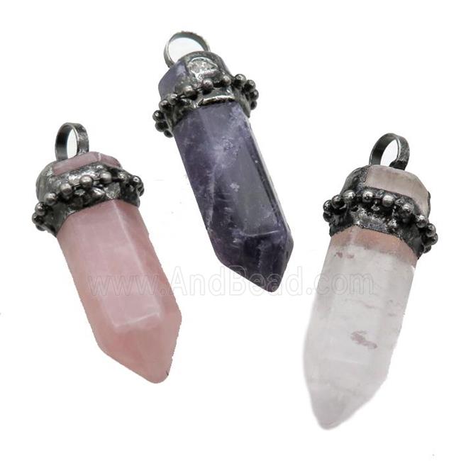 mixed Gemstone bullet pendant