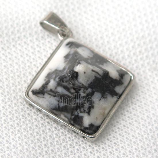 black zebra jasper pyramid pendant