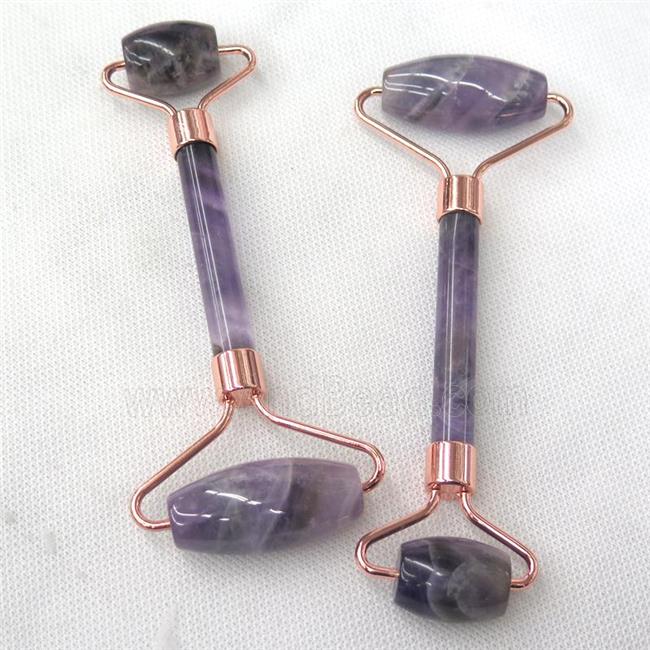 Amethyst Roller GuaSha Massage Tools, rose gold