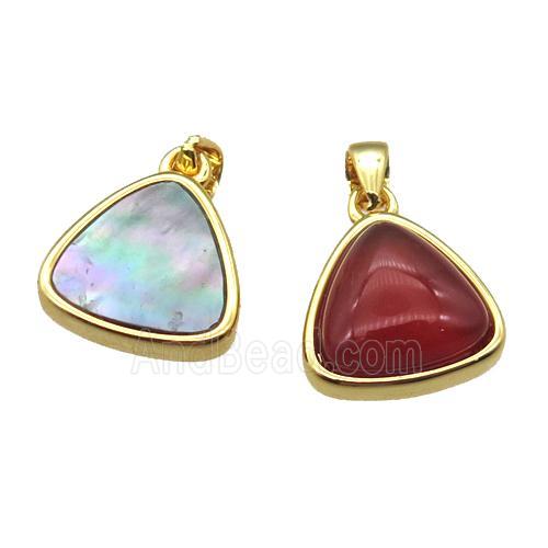 Abalone Shell and Agate triangle pendant
