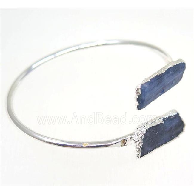 kyanite bangle, copper, silver plated