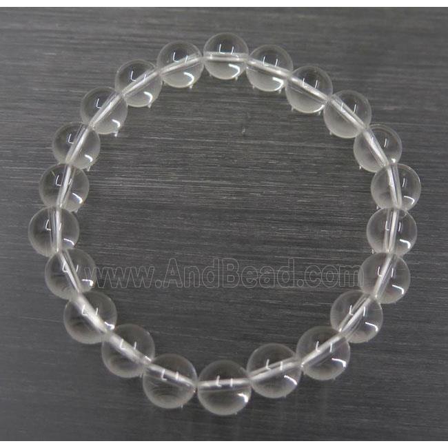 round Clear Quartz bead bracelet, stretchy