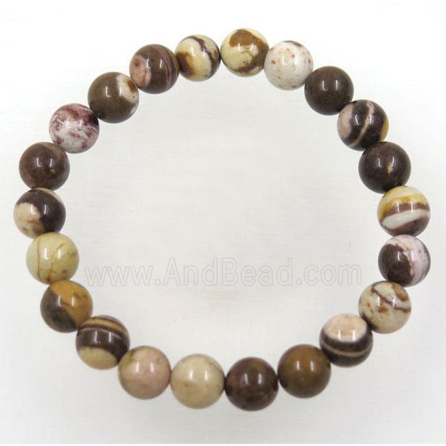 round Australian Zebra Jasper beads bracelet, stretchy