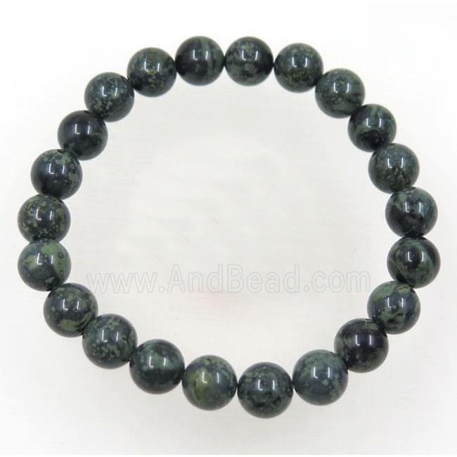 round malachite bead bracelet, stretchy