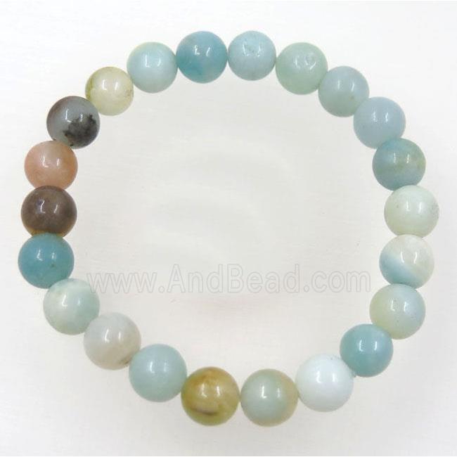 Chinese Amazonite bead bracelet, round, stretchy