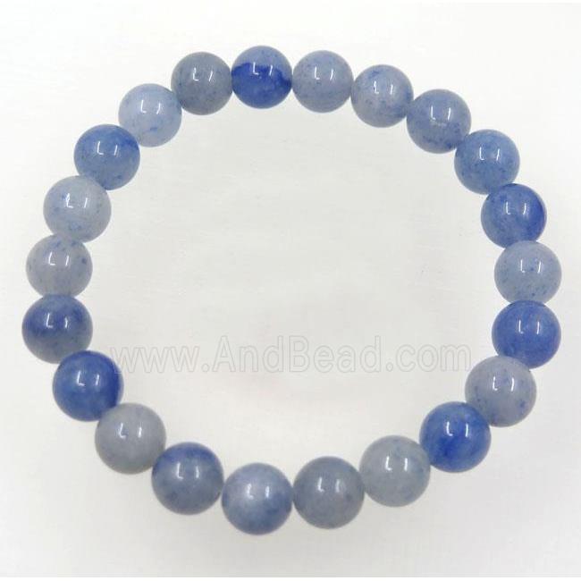 Blue Aventurine bead bracelet, round, stretchy