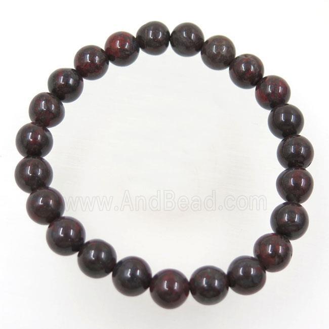 Poppy Jasper beads Bracelet, round, stretchy