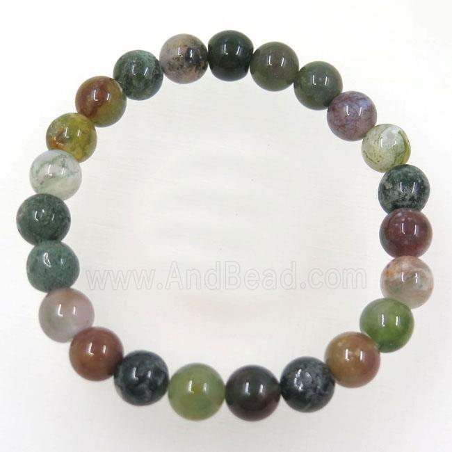 round India Agate beaded bracelet, stretchy