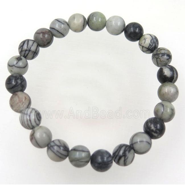 Black Stripe Jasper bead bracelet, stretchy