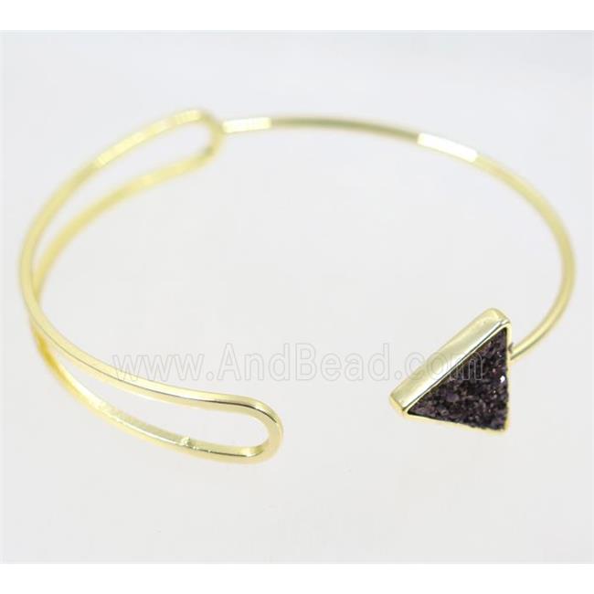 black druzy quartz copper cuff bracelet, gold plated