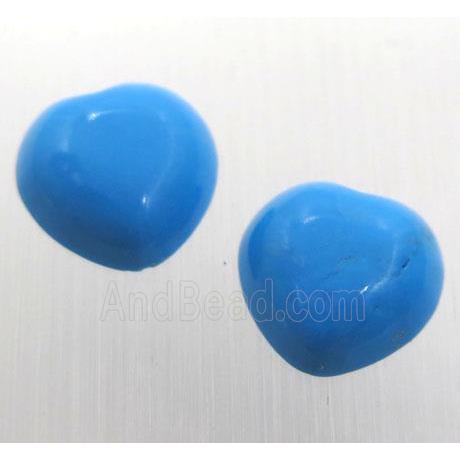 natural turquoise heart cabochon, blue treated