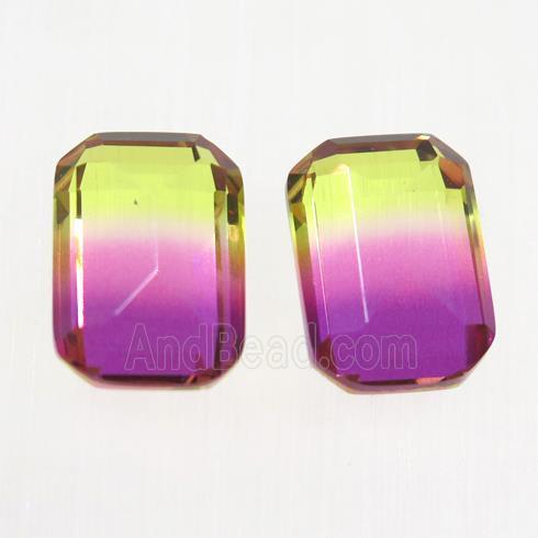 synthetical multicolor Tourmaline cabochon, no hole, rectangle
