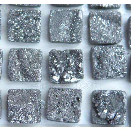 druzy quartz cabochon, square