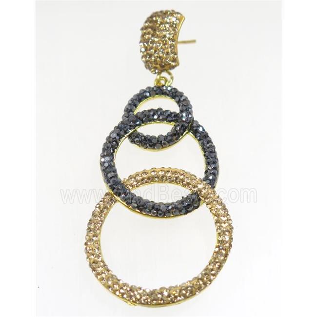 copper earring paved rhinestone