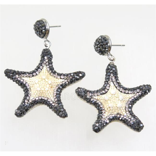 Starfish Stud Earring Paved Rhinestone