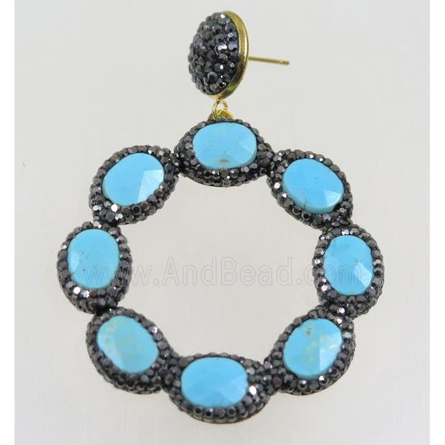 bule Turquoise Earring paved rhinestone